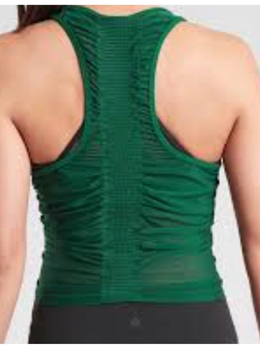 Athleta dark green Active Razorback Tank Top in a ruched design - Picture 1 of 4